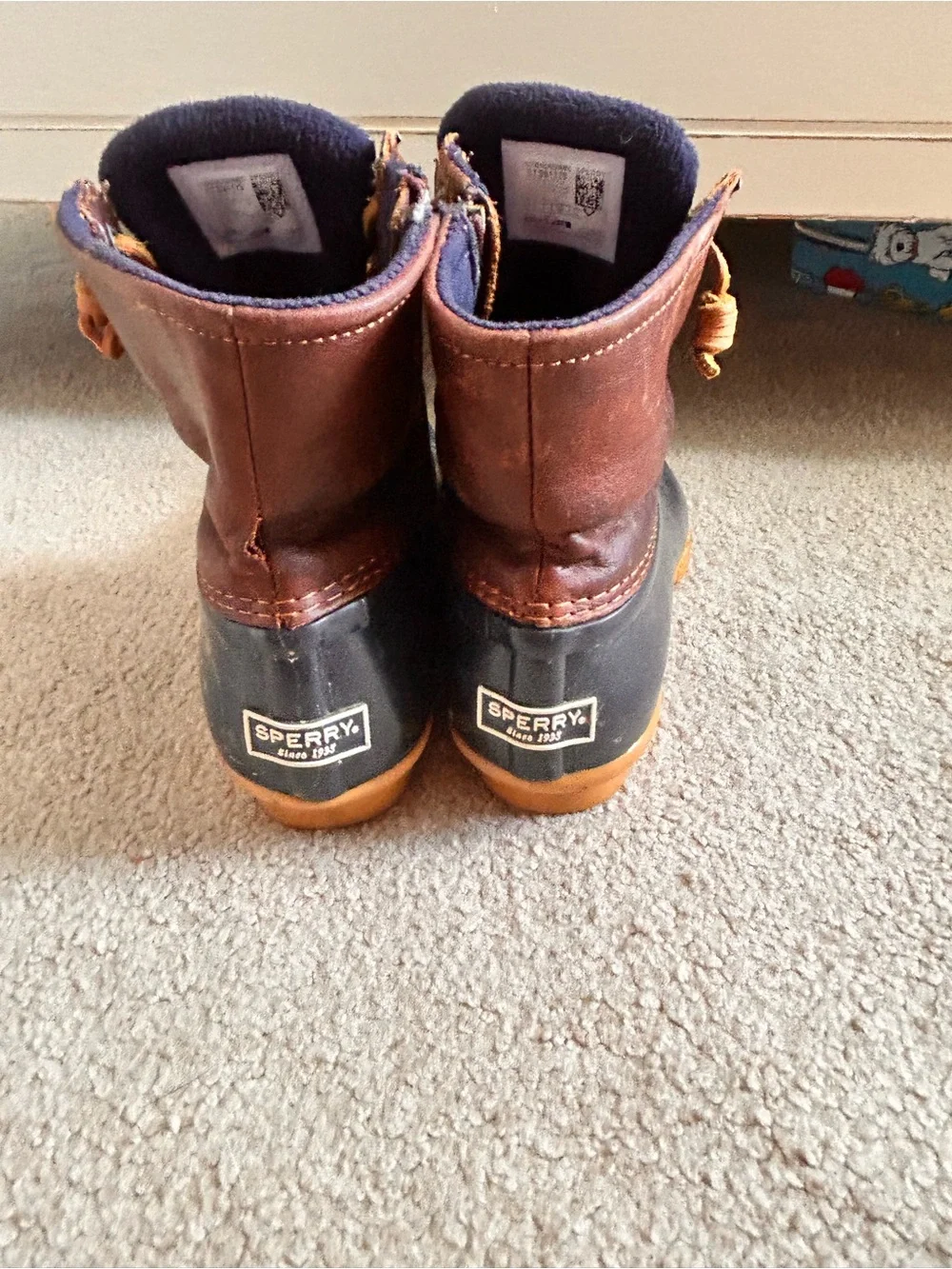 Sperry Navy and Brown Waterproof Duck Boots